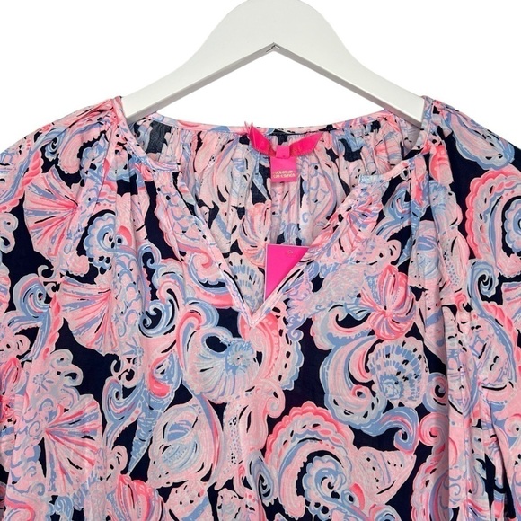 Lilly Pulitzer Willa Top Its for Shore High Tide Navy Size XS NEW - Picture 4 of 14